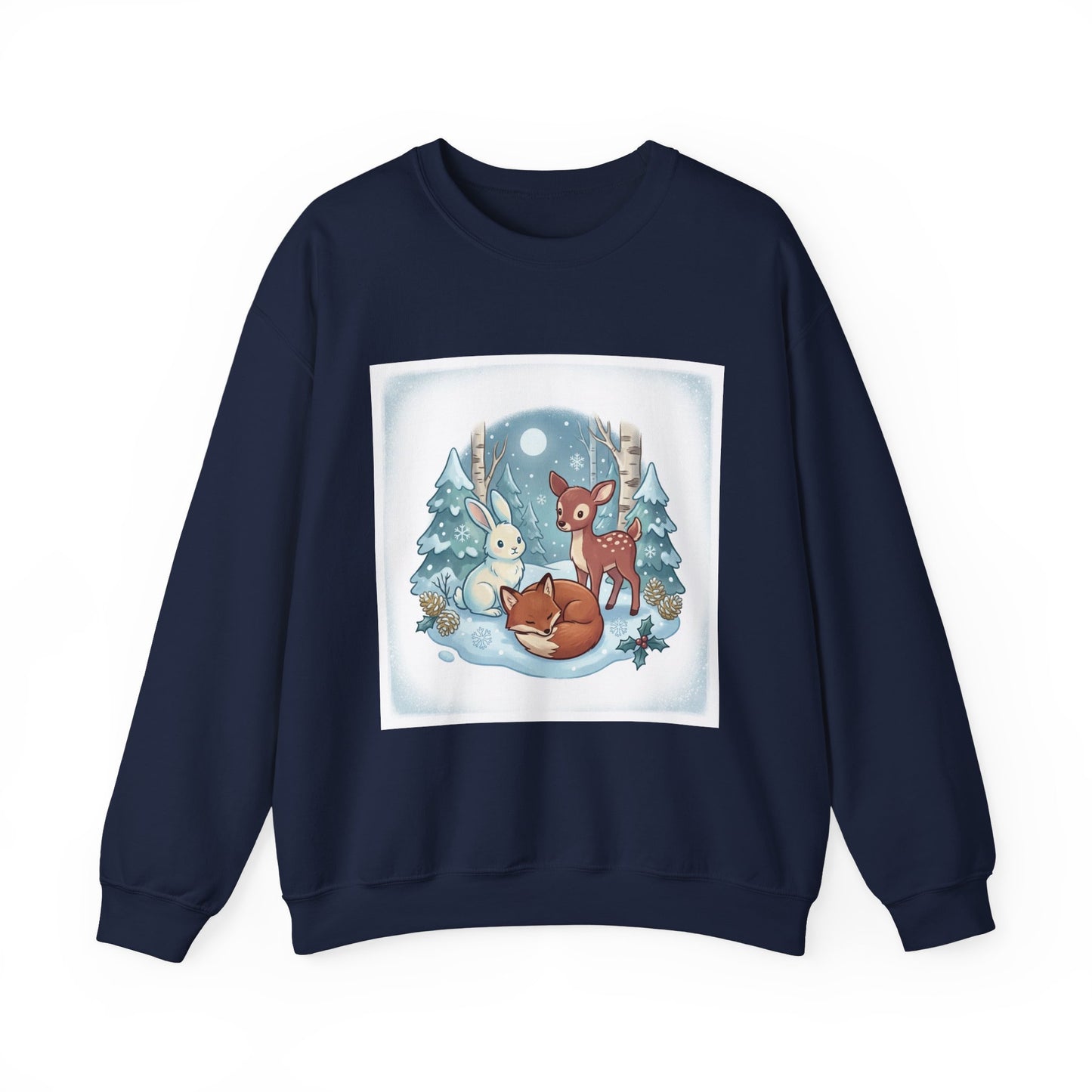 Cozy Winter Forest Animals Sweatshirt | cute animal illustration, cozy critter art