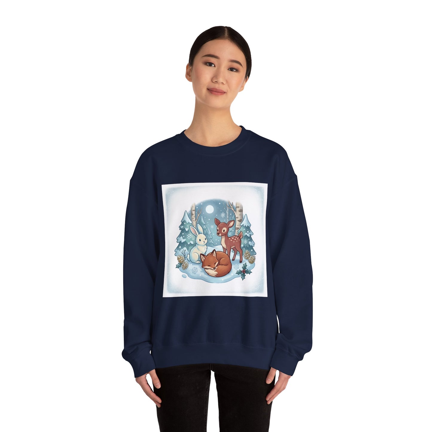 Cozy Winter Forest Animals Sweatshirt | cute animal illustration, cozy critter art