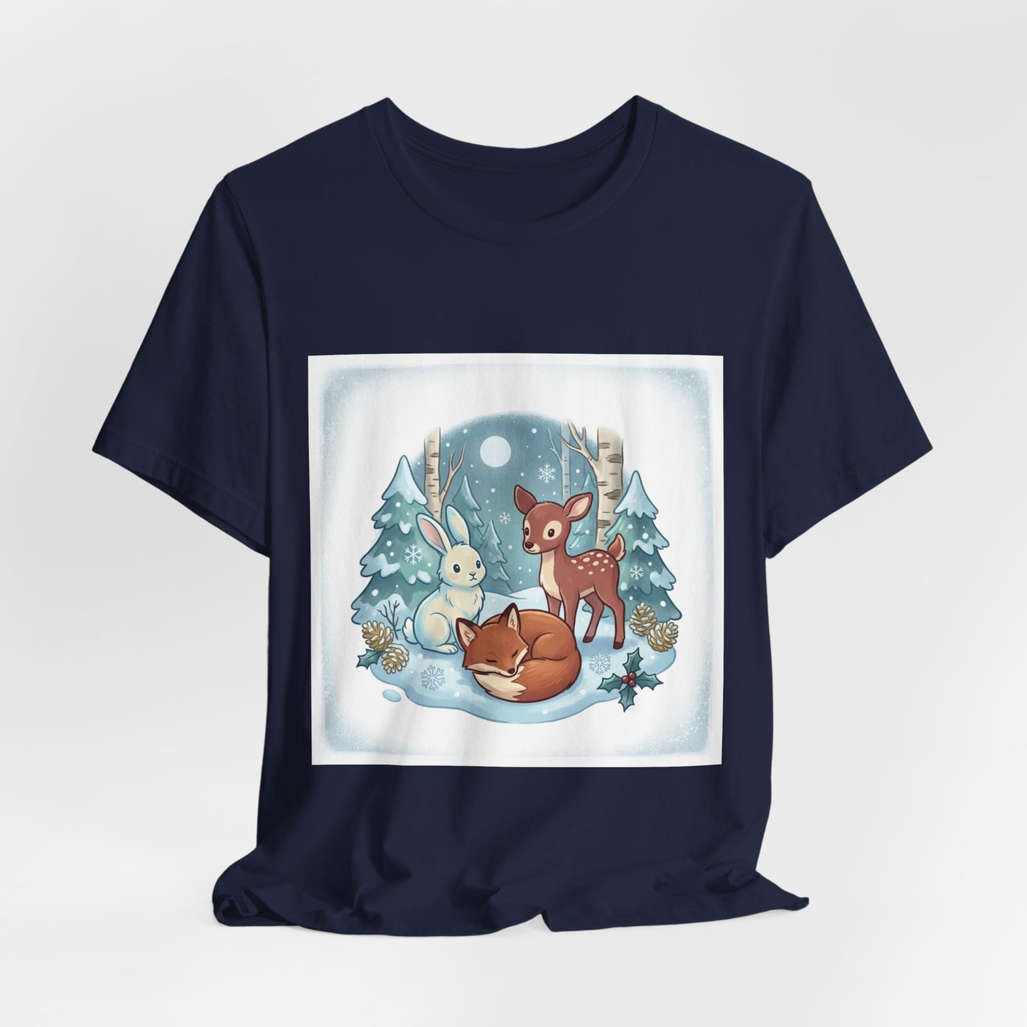 Cozy Winter Forest Animals T-Shirt | cute animal illustration, cozy critter art