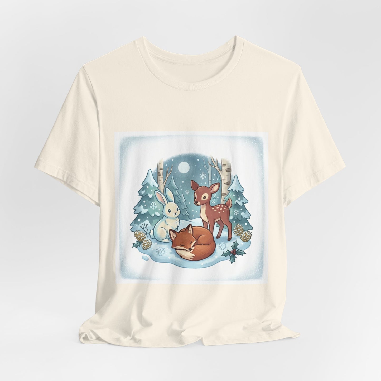 Cozy Winter Forest Animals T-Shirt | cute animal illustration, cozy critter art