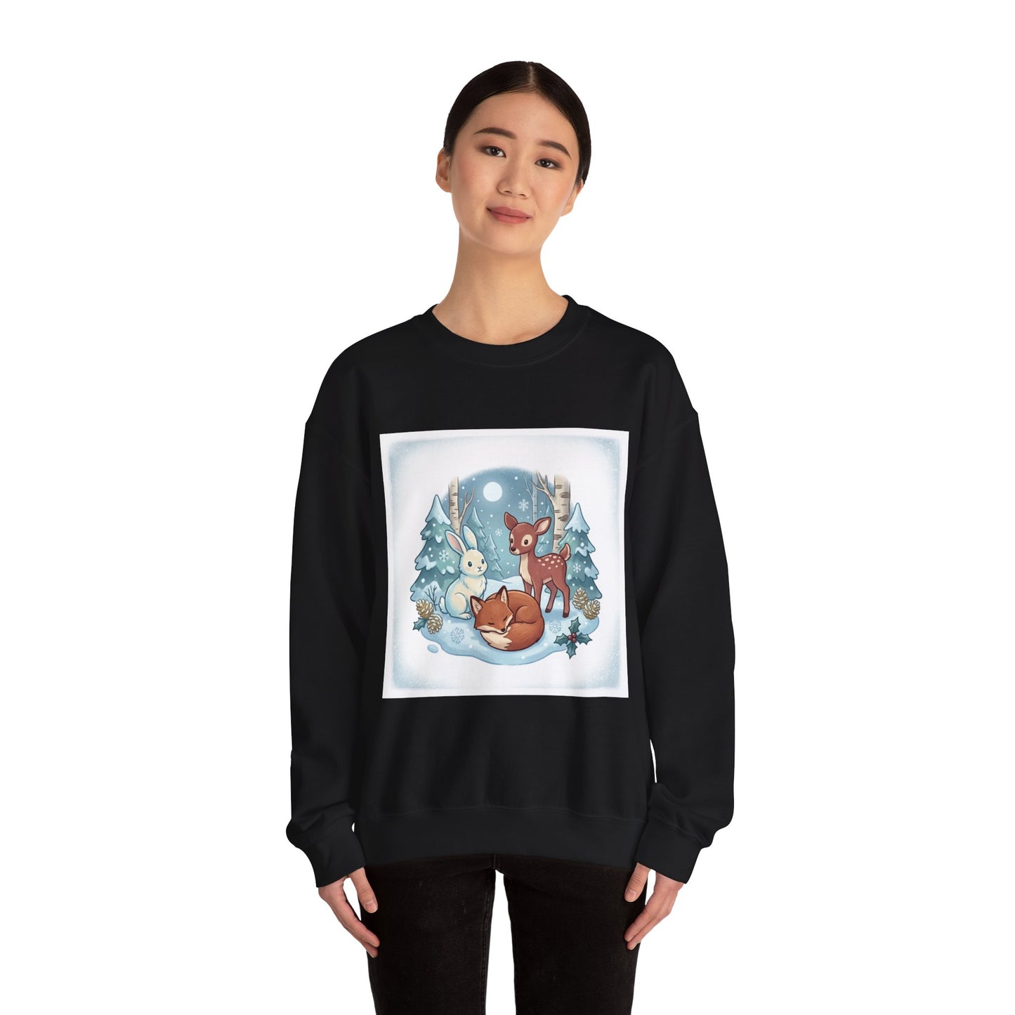Cozy Winter Forest Animals Sweatshirt | cute animal illustration, cozy critter art