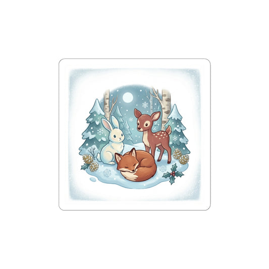 Cozy Winter Forest Critters Kiss-Cut Stickers | Cute Animal Illustration