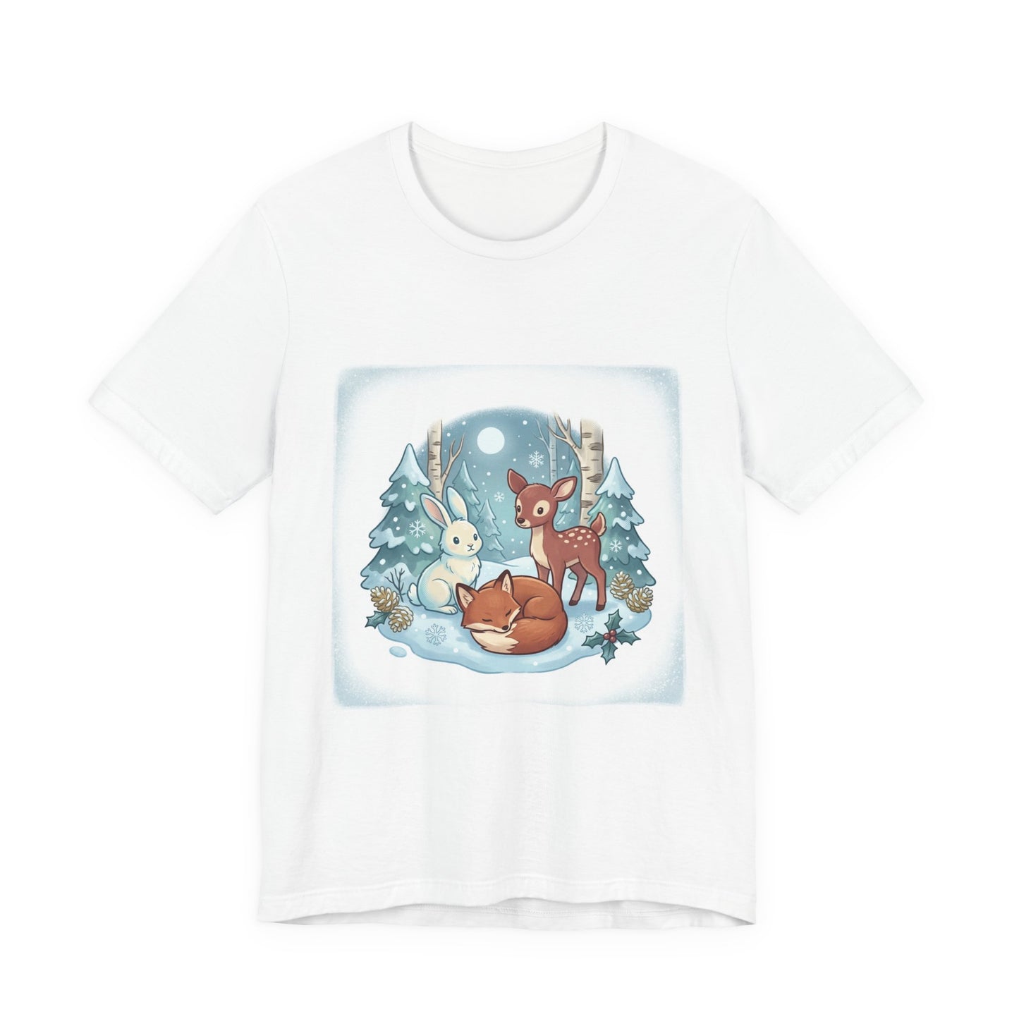 Cozy Winter Forest Animals T-Shirt | cute animal illustration, cozy critter art