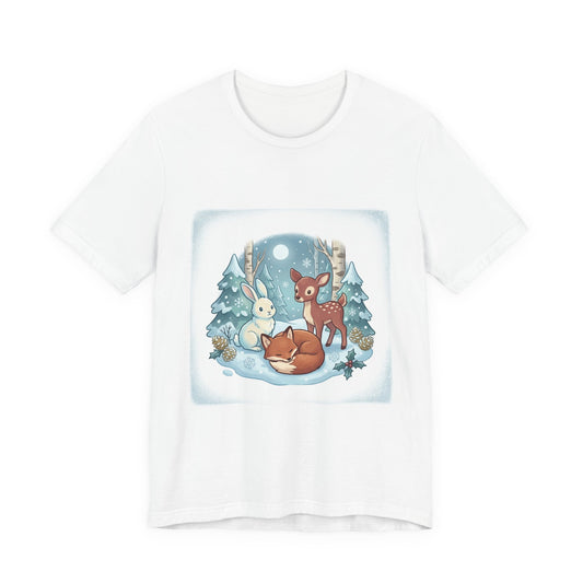 Cozy Winter Forest Animals T-Shirt | cute animal illustration, cozy critter art