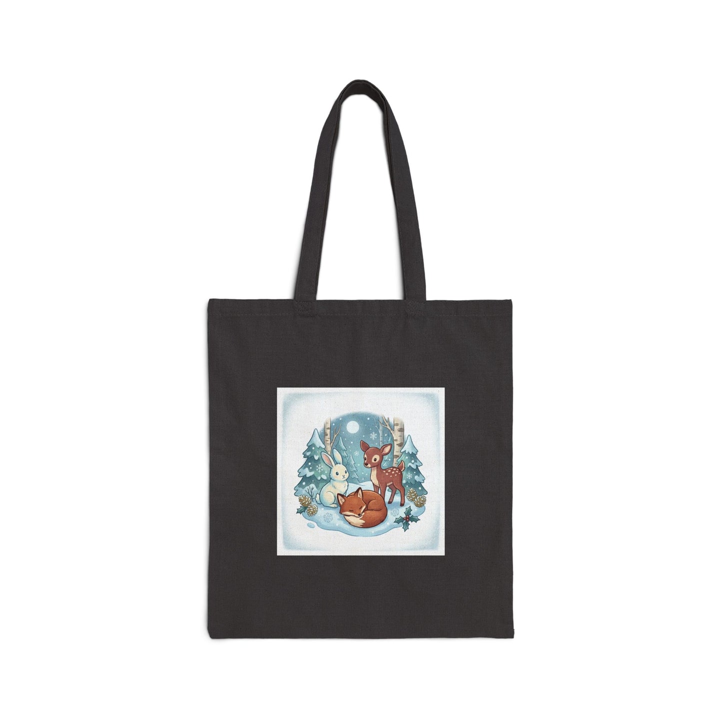 Winter Forest Fox Illustration Tote, cute animal illustration | cozy critter art