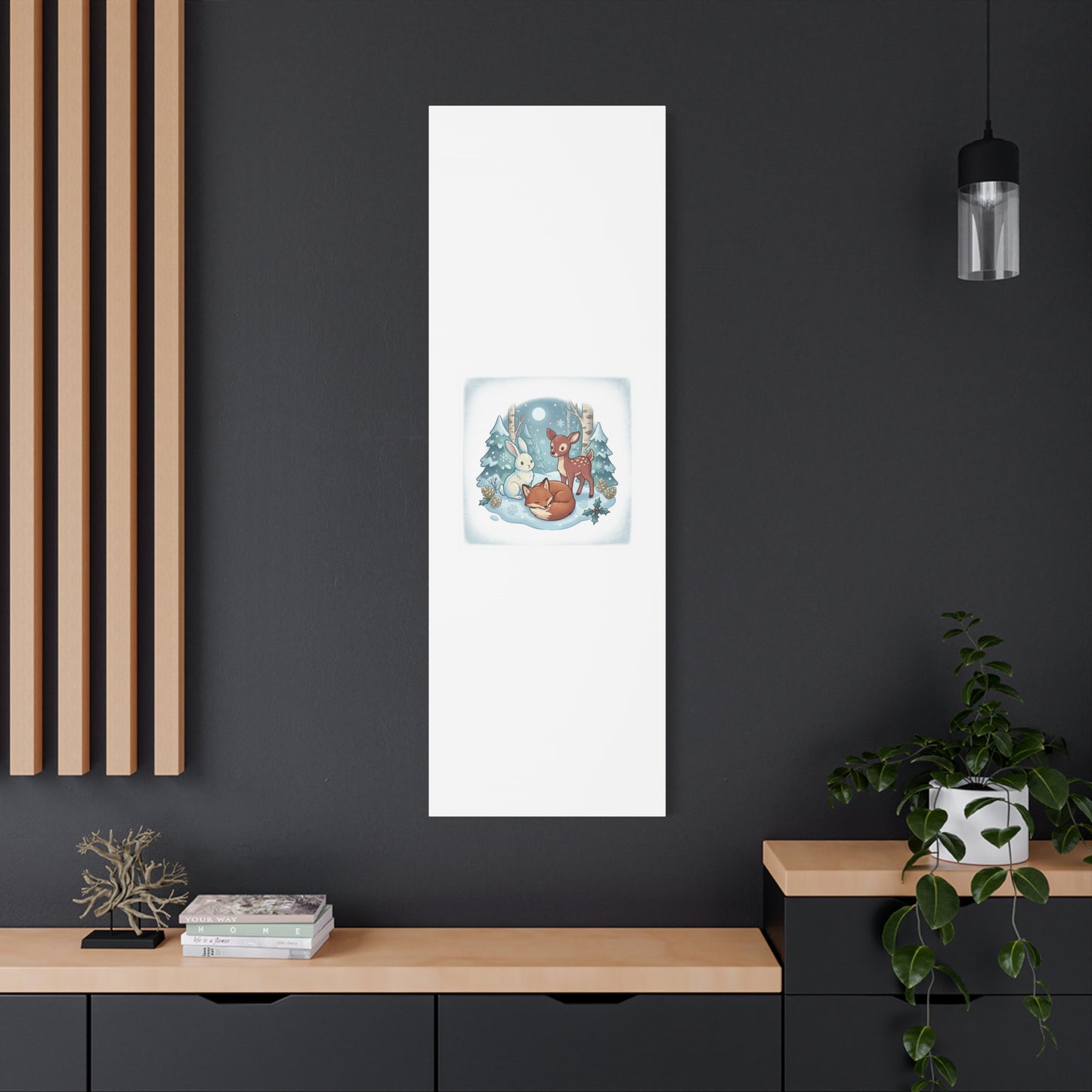 Winter Forest Cute Animal Illustration Canvas | Cozy Critter Wall Art