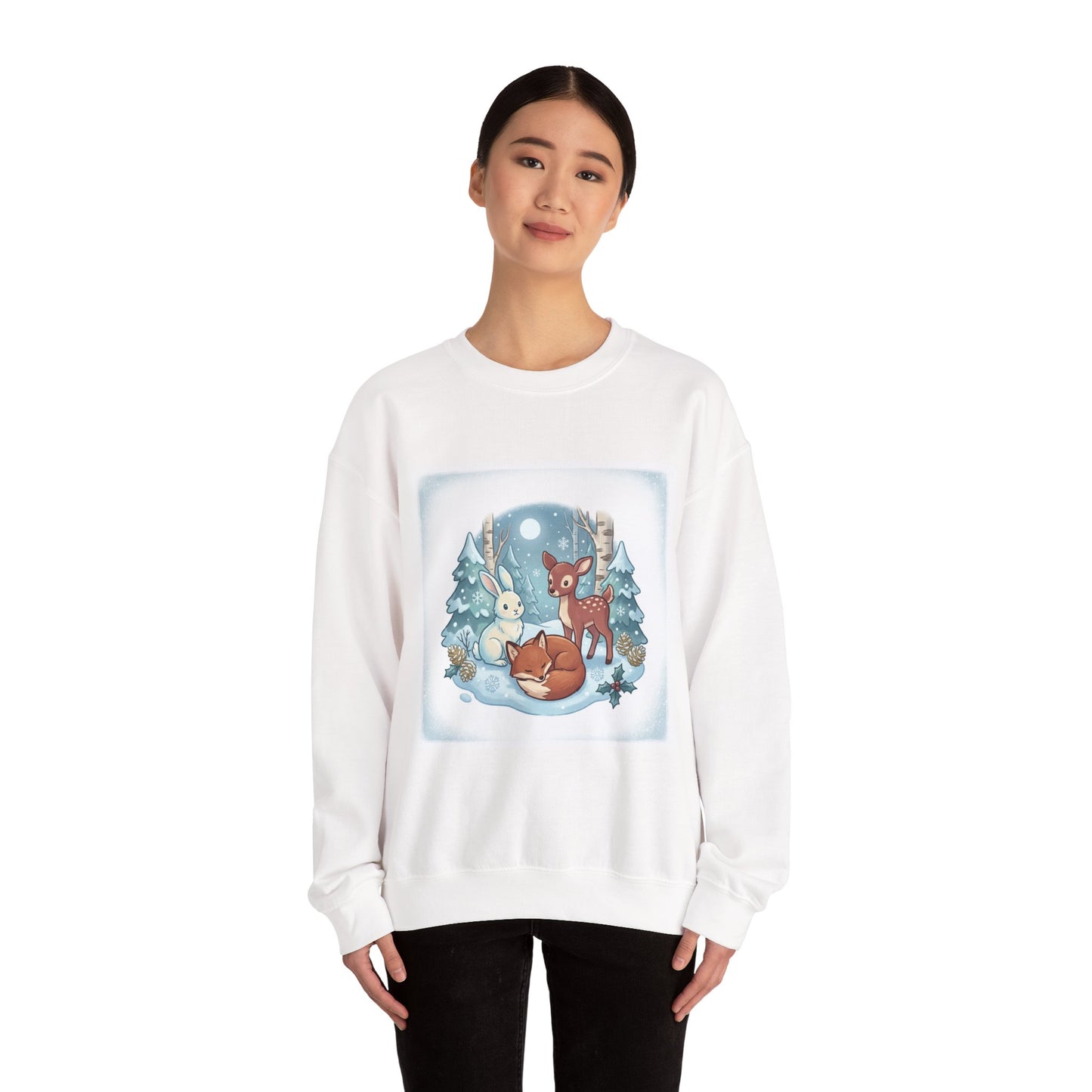 Cozy Winter Forest Animals Sweatshirt | cute animal illustration, cozy critter art