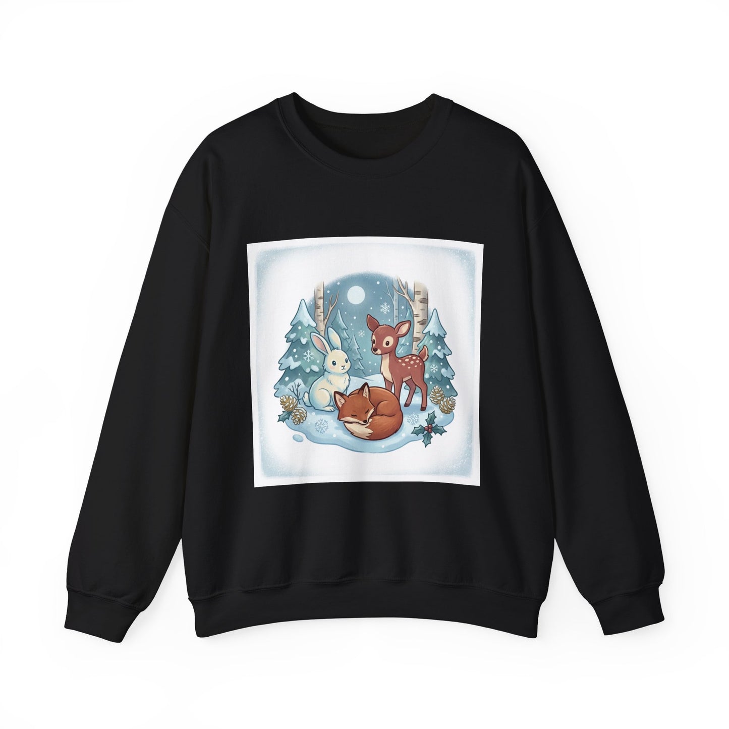 Cozy Winter Forest Animals Sweatshirt | cute animal illustration, cozy critter art