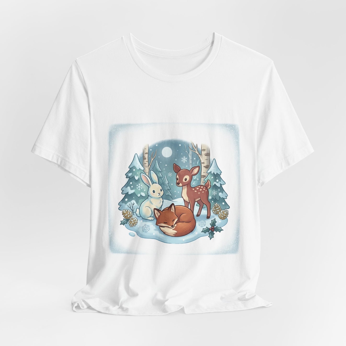 Cozy Winter Forest Animals T-Shirt | cute animal illustration, cozy critter art