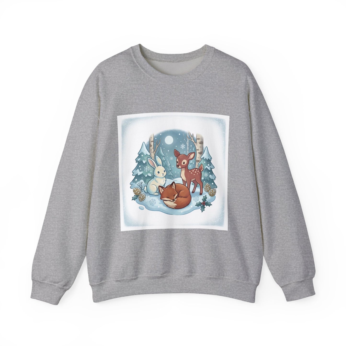 Cozy Winter Forest Animals Sweatshirt | cute animal illustration, cozy critter art