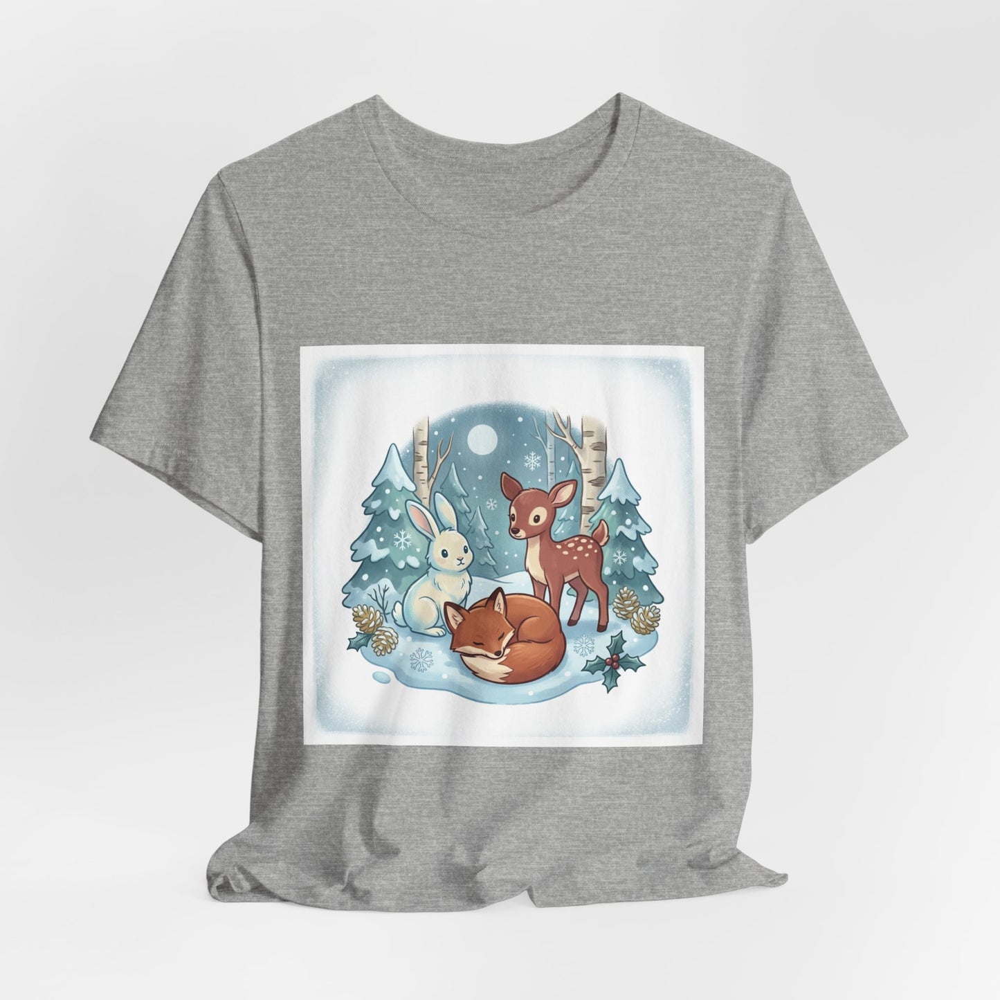 Cozy Winter Forest Animals T-Shirt | cute animal illustration, cozy critter art