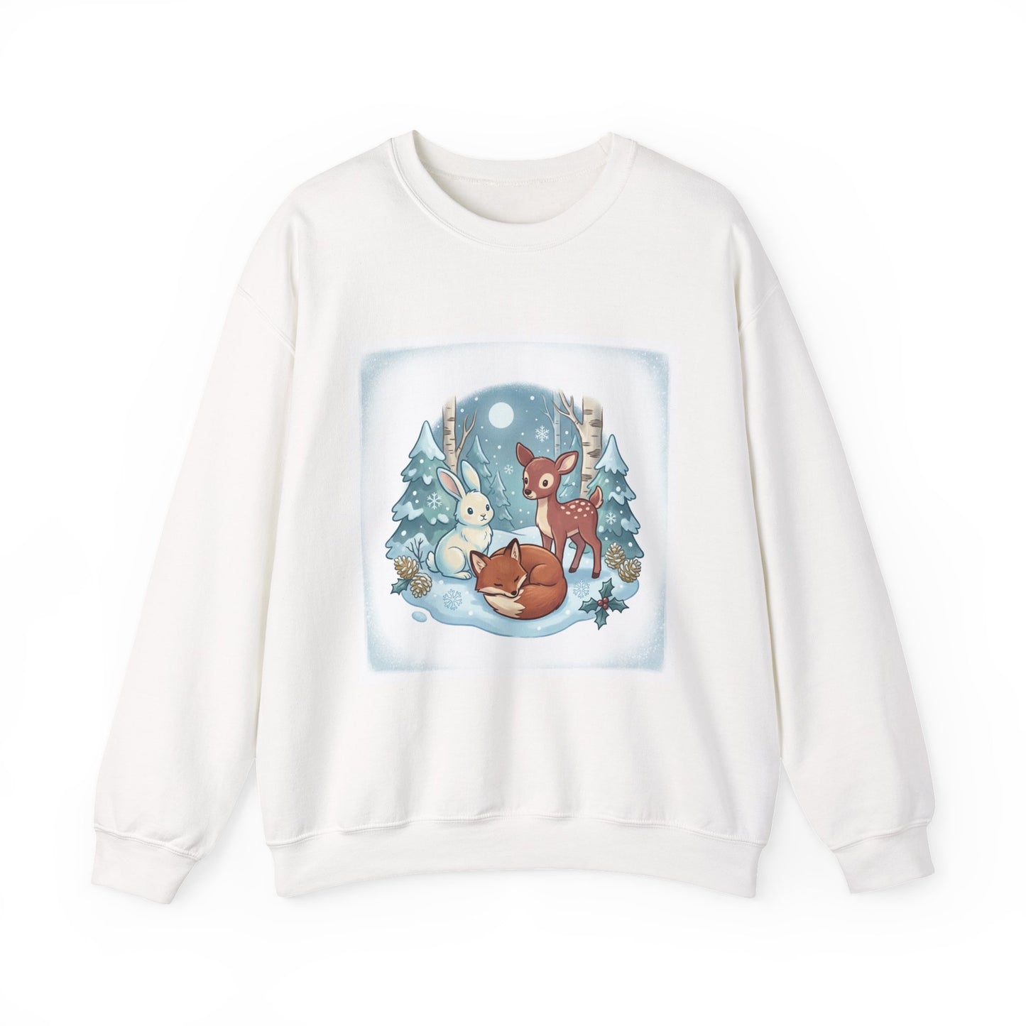 Cozy Winter Forest Animals Sweatshirt | cute animal illustration, cozy critter art