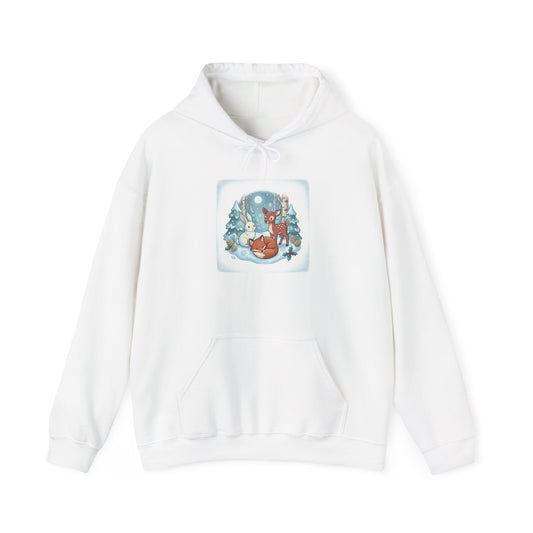 Winter Forest Fox Illustration Hoodie | cute animal illustration, cozy critter art