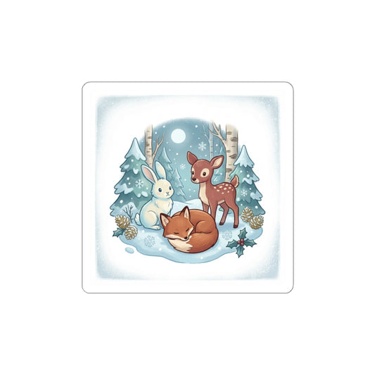 Cozy Winter Forest Critters Kiss-Cut Stickers | Cute Animal Illustration