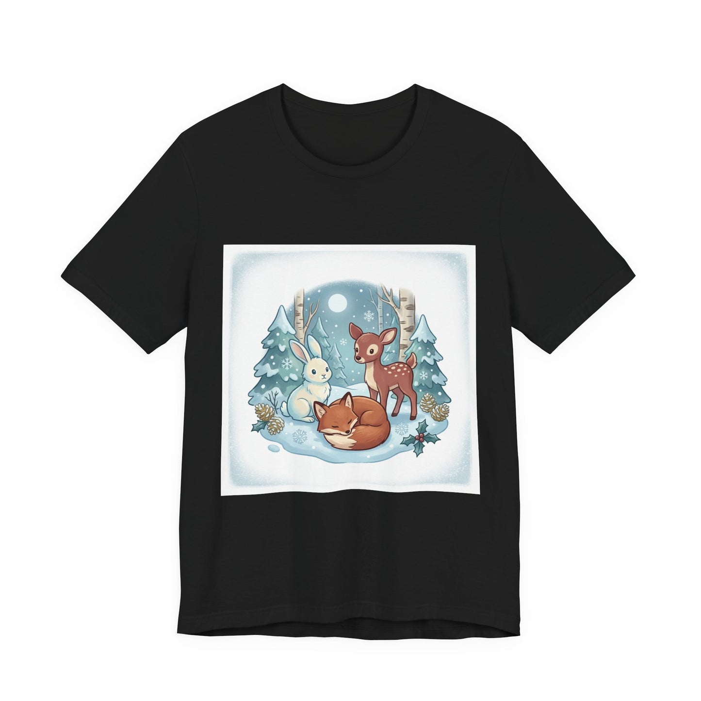 Cozy Winter Forest Animals T-Shirt | cute animal illustration, cozy critter art