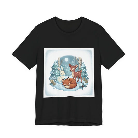 Cozy Winter Forest Animals T-Shirt | cute animal illustration, cozy critter art