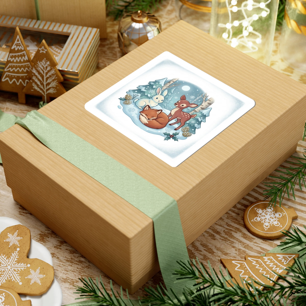 Cozy Winter Forest Critters Kiss-Cut Stickers | Cute Animal Illustration